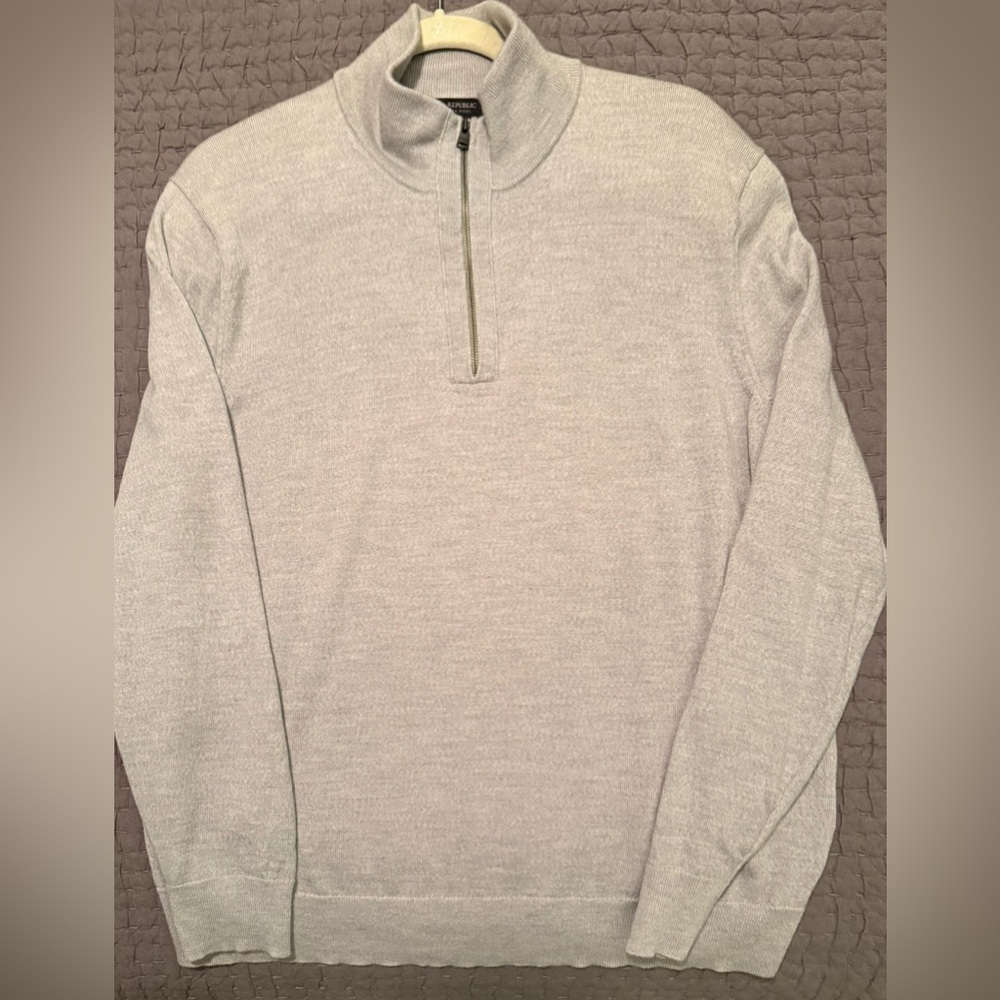 Banana Republic Light Gray Zip-Up Sweater